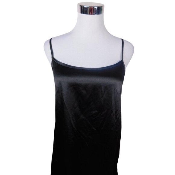 Gracia Womens Black Satin Slip Dress S Minimalist Chic - Picture 6 of 11